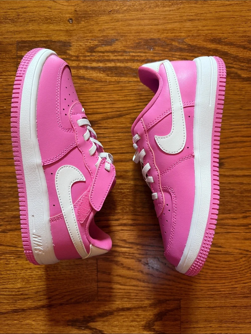 Nike Kids Pink Air Force 1 Low-Top Sneakers with White Swoosh